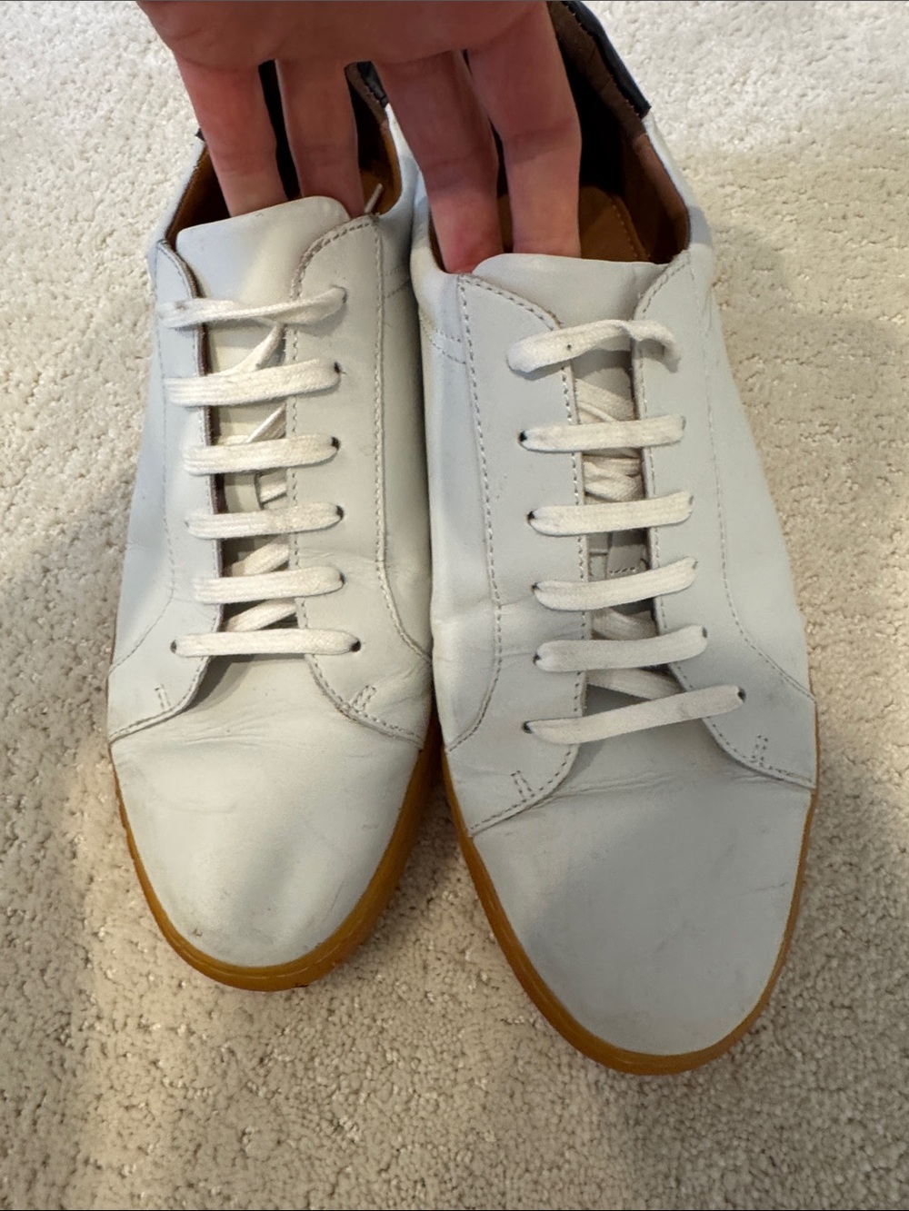 Bloomingdales men’s white leather sneakers size 12